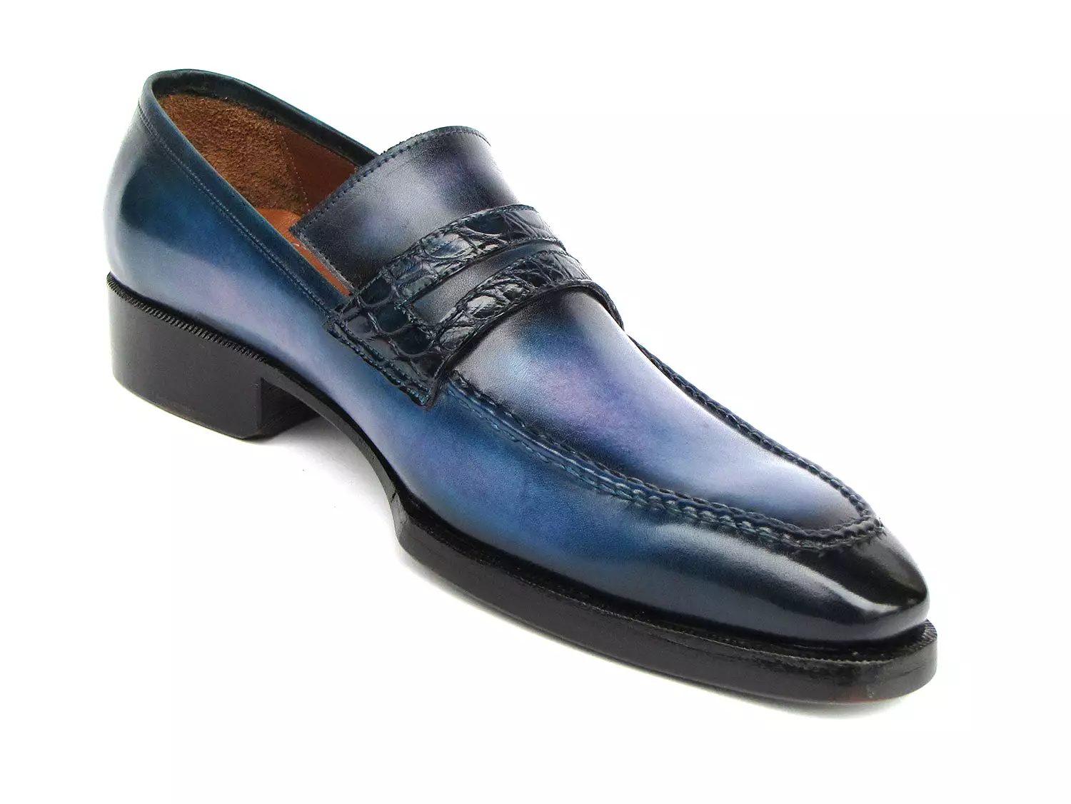 Paul Parkman Men's Blue Patina Handmade Loafers - 6944-BLU