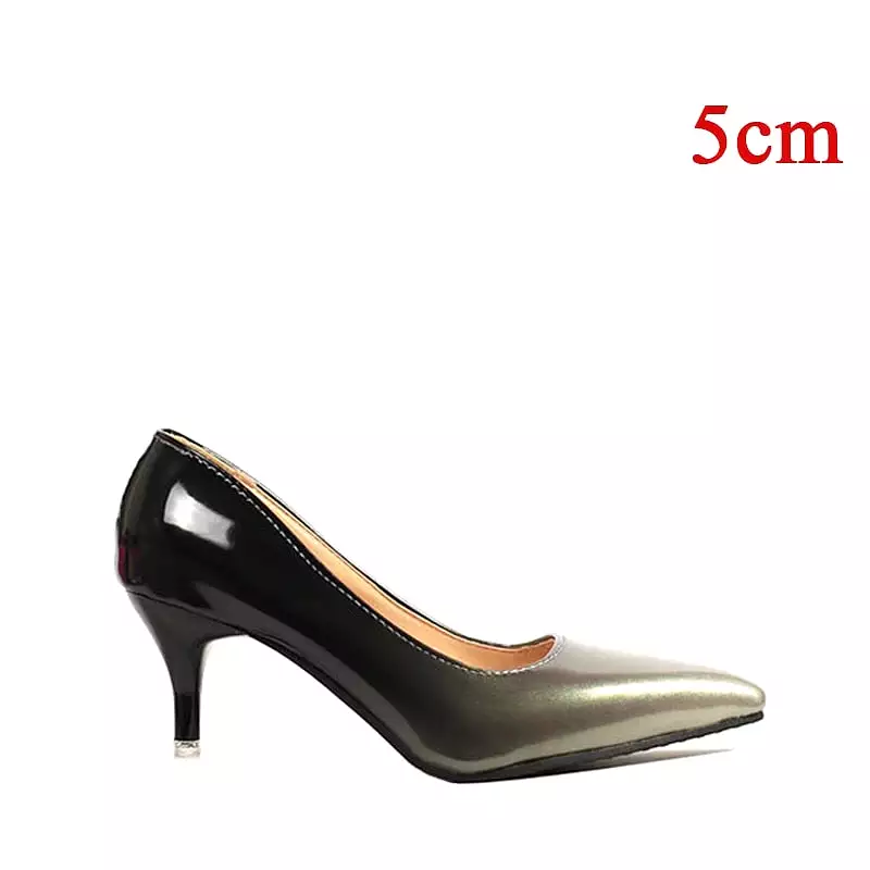 Pointed Toe Women Thin Heel Shoes 10cm Heels Pointed Toe Patent Leather Wedding Party Shoes Woman Big Size 48