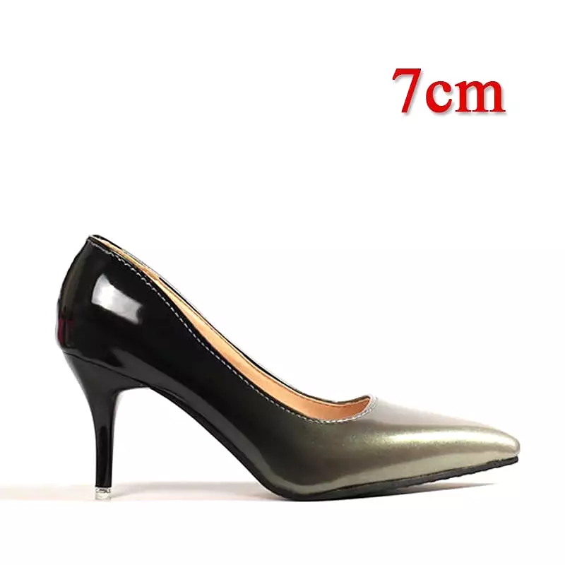 Pointed Toe Women Thin Heel Shoes 10cm Heels Pointed Toe Patent Leather Wedding Party Shoes Woman Big Size 48