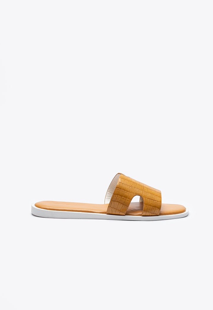 Solid Cutout Vamp Slip On Sandals