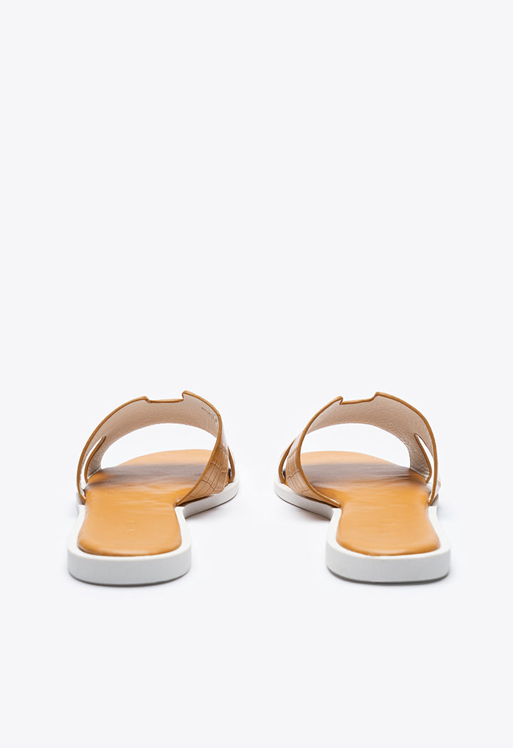 Solid Cutout Vamp Slip On Sandals