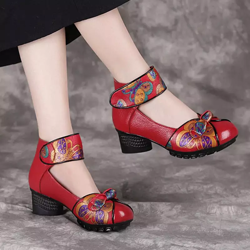 Spring Autumn New Retro Genuine Leather Platform Shoes Women's Pumps High Heel Soft Bottom Shoes Women Designers