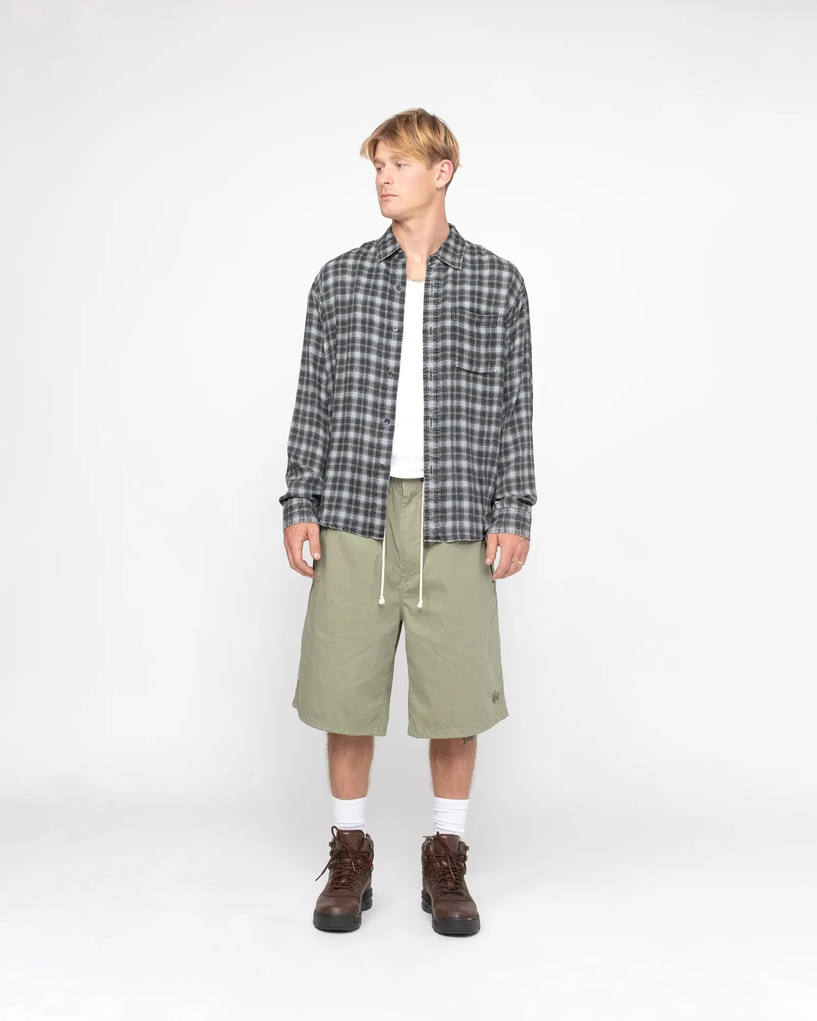 STUSSY  |Other Plaid Patterns Unisex Street Style Long Sleeves Logo