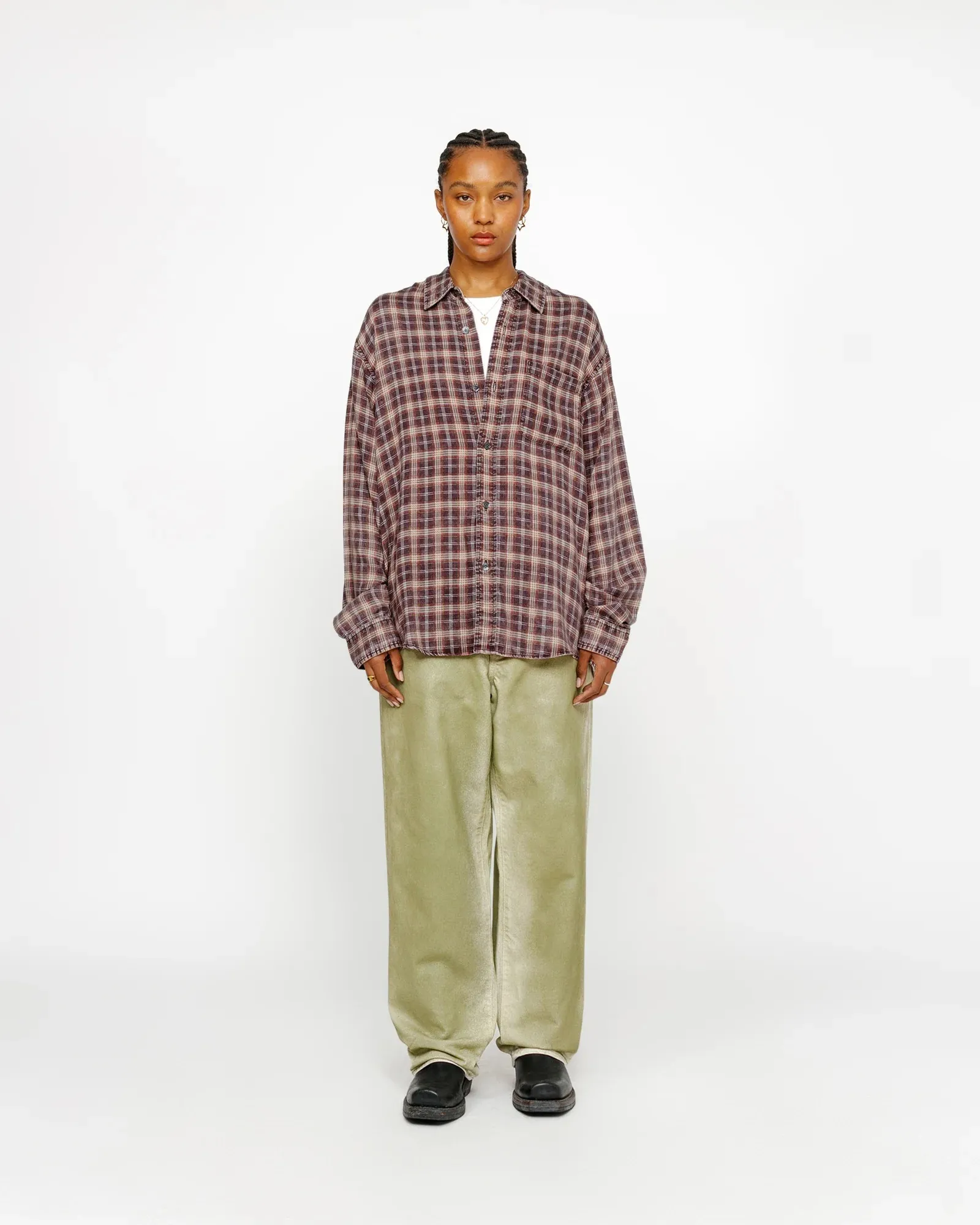 STUSSY  |Other Plaid Patterns Unisex Street Style Long Sleeves Logo