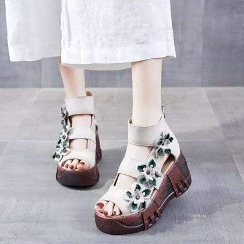 Stylish Floral Wedge Sandals