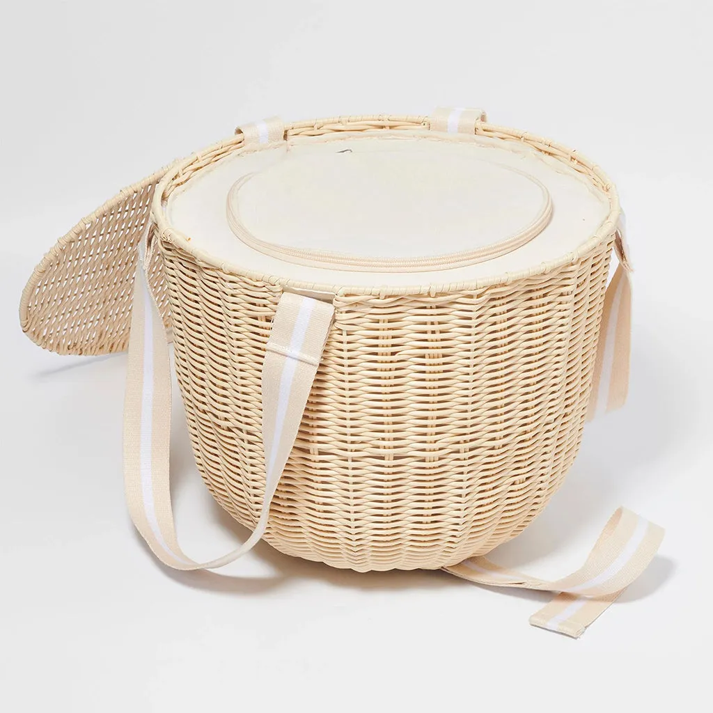 Sunnylife Round Picnic Cooler Basket Le Weekend Natural