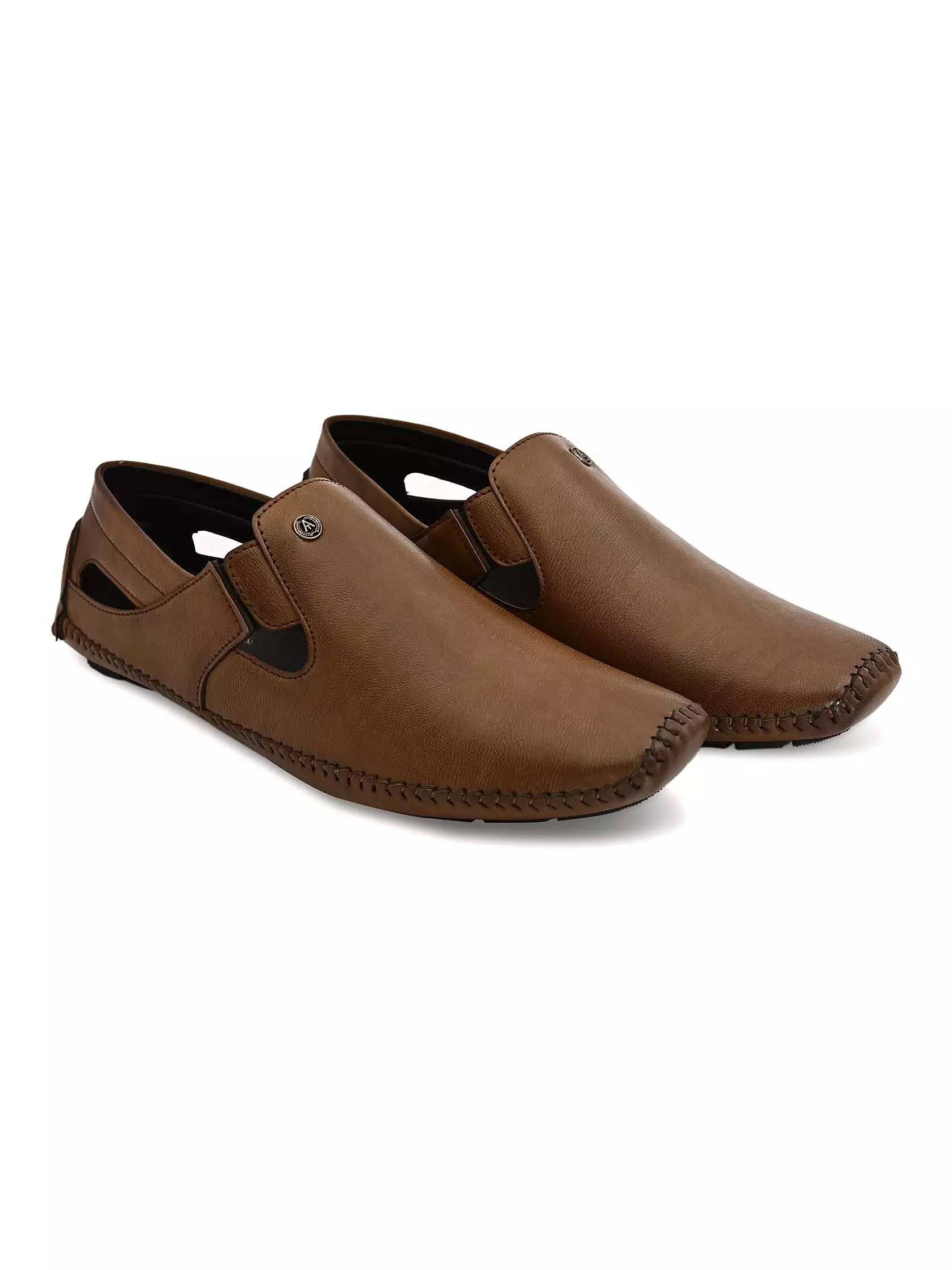 Tan Synthetic  Sandals For Urbane Men