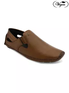 Tan Synthetic  Sandals For Urbane Men