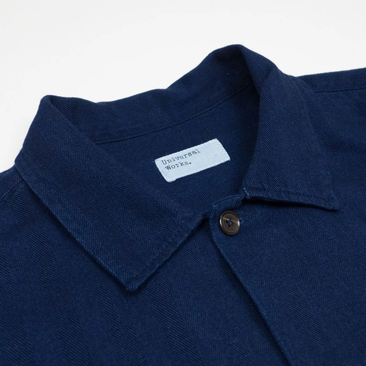 Universal Works - L/S Utility Shirt Herringbone Denim - Indigo