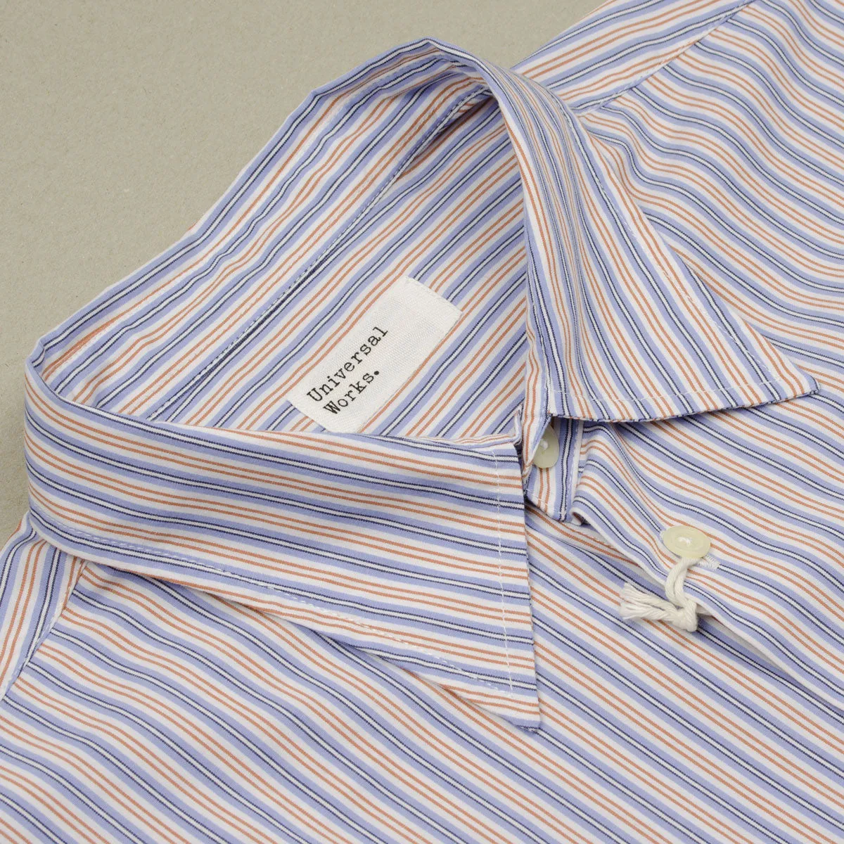 Universal Works - Square Pocket Shirt Busy Stripe Cotton - Blue/Orange Stripe