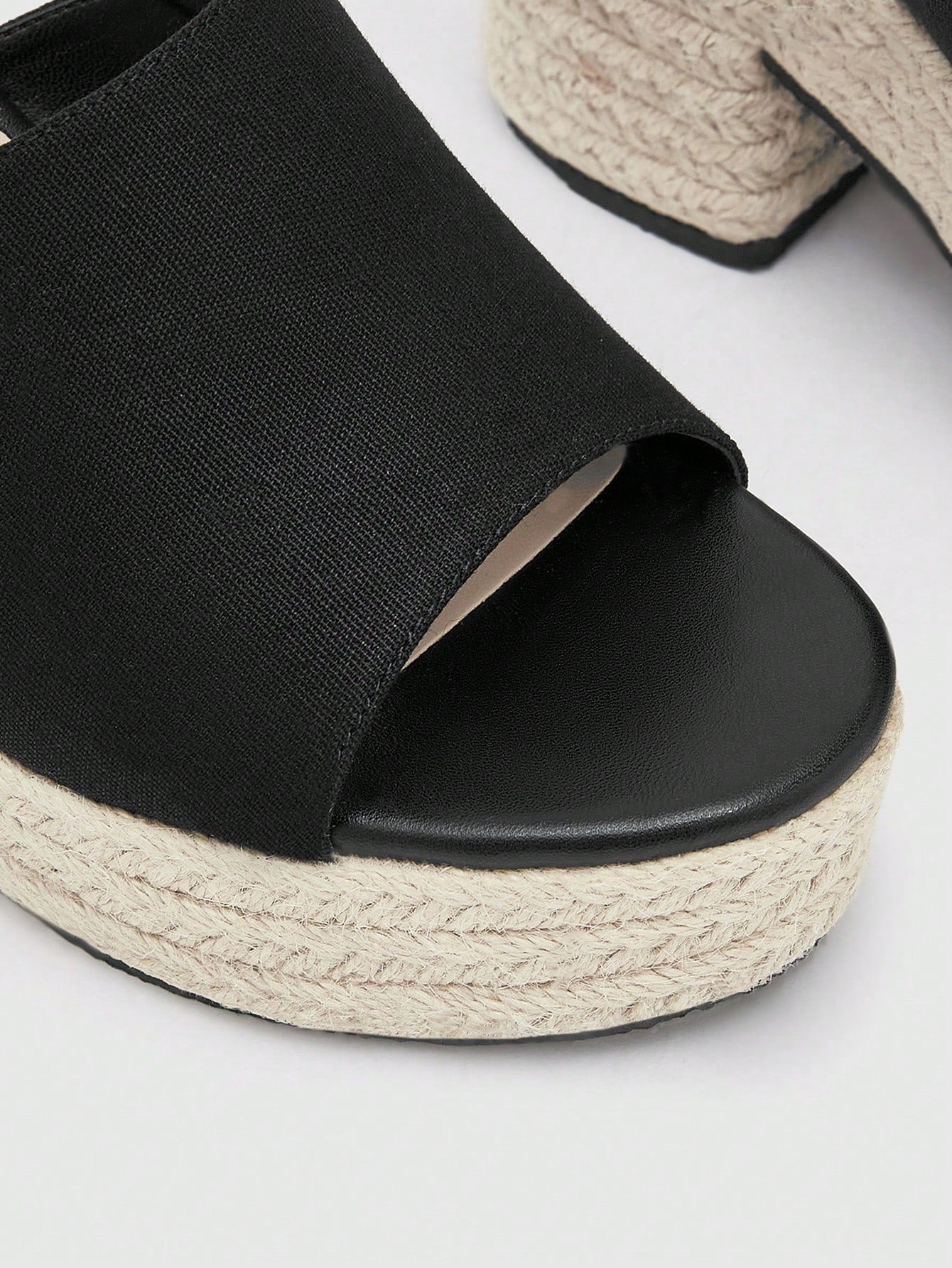 Women Espadrille Sandals, Vacation Black Faux Suede Platform Slide Sandals