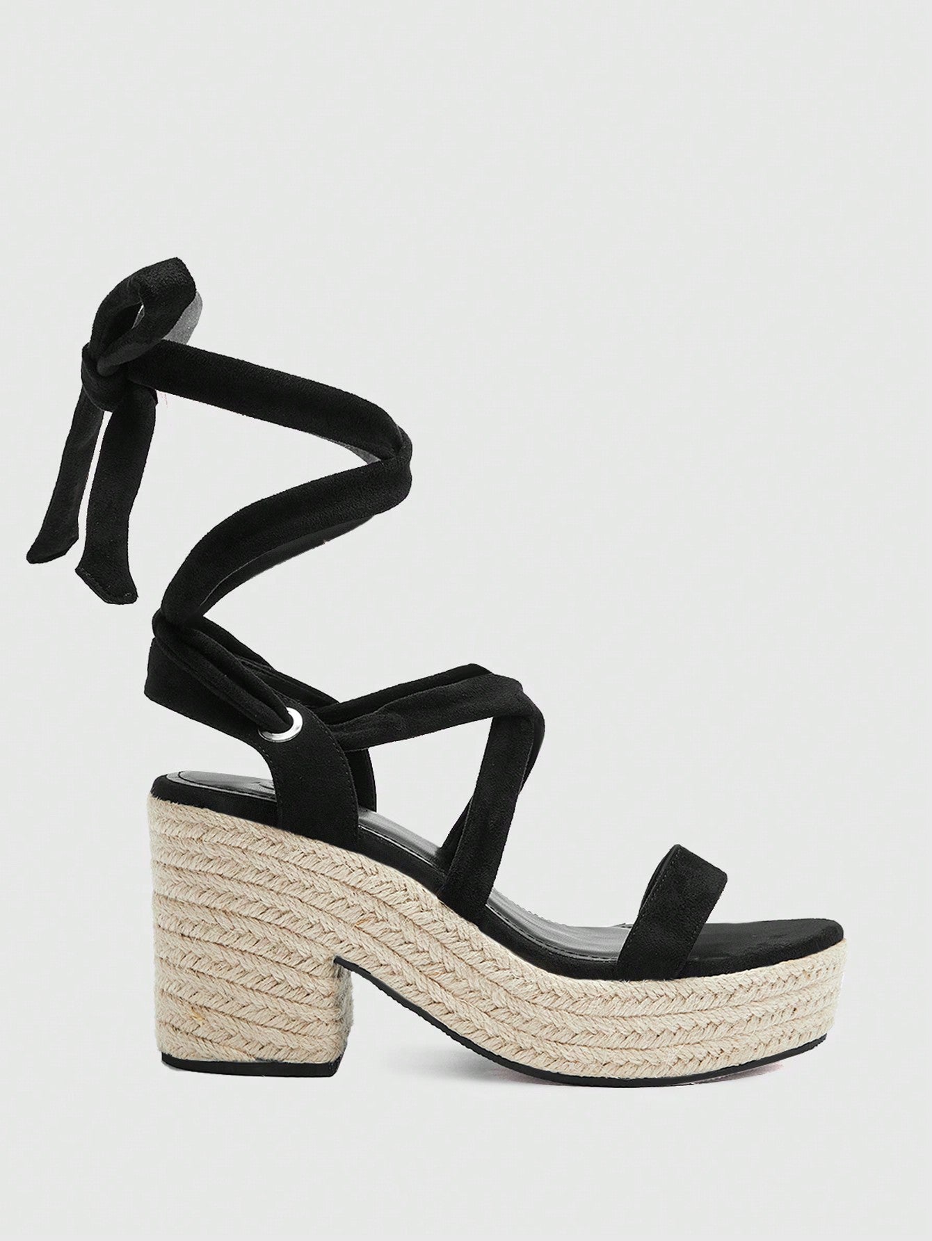 Women Minimalist Strappy Sandals, Vacation Faux Suede Black Wedge Sandals