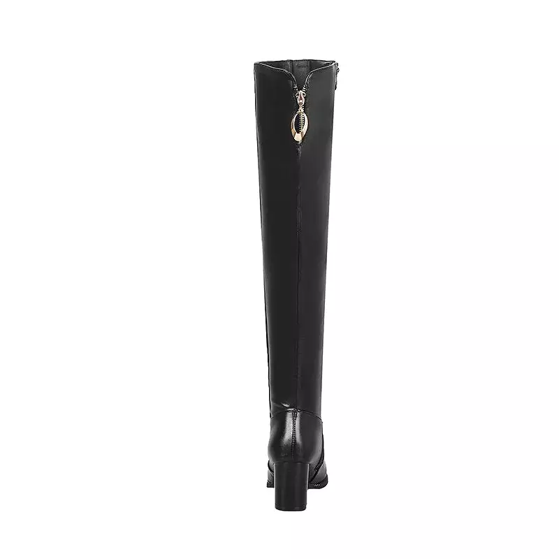 Women Over the Knee Boots Comfort Winter Leather Rivet Thick heel Boots Fashion Woman Shoes Thigh High Boots Plus size 33-48