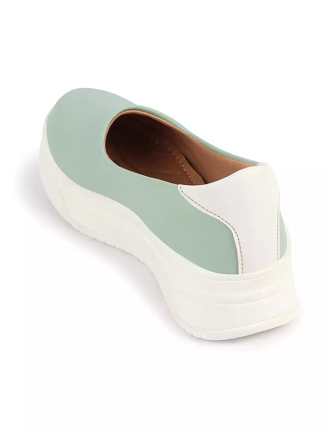 Women Pista Green Outdoor Fashion Comfort Height Enhance Platform Heel Ballerina Slip On Shoes