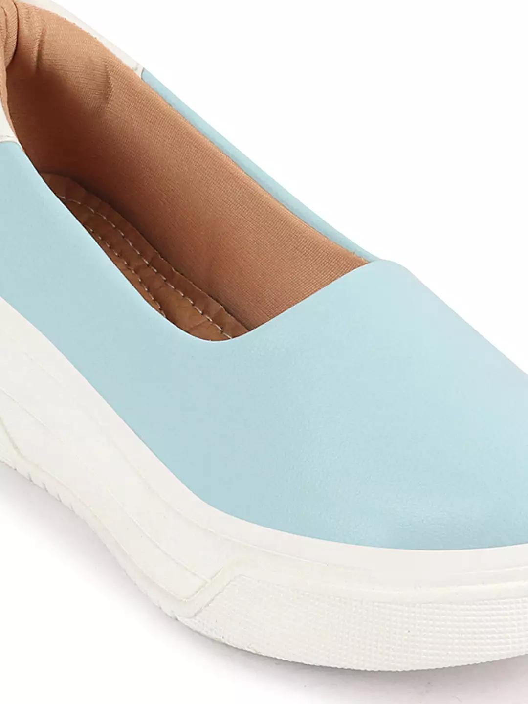 Women Sky Blue Outdoor Fashion Comfort Height Enhance Platform Heel Ballerina Slip On Shoes