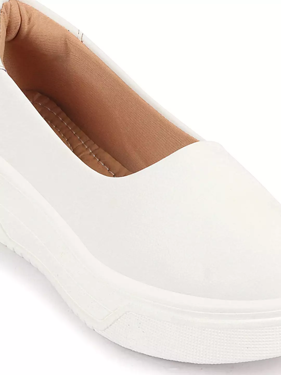 Women White Outdoor Fashion Comfort Height Enhance Platform Heel Ballerina Slip On Shoes