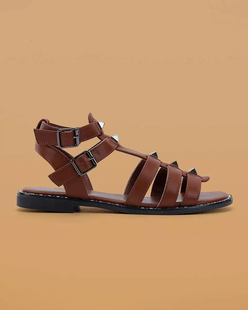 Women's Casual Rivet Adjusting Buckle Flat Sandals