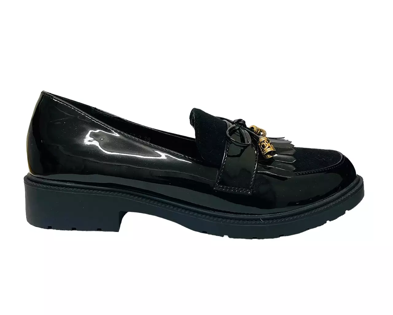 Women's Faux Patent Leather Slip On Tassel Shoes