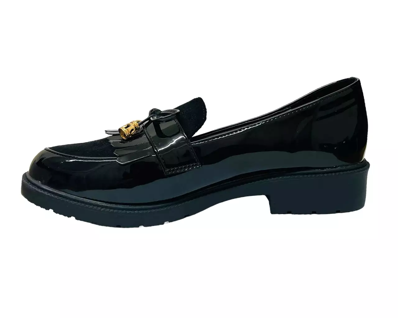 Women's Faux Patent Leather Slip On Tassel Shoes