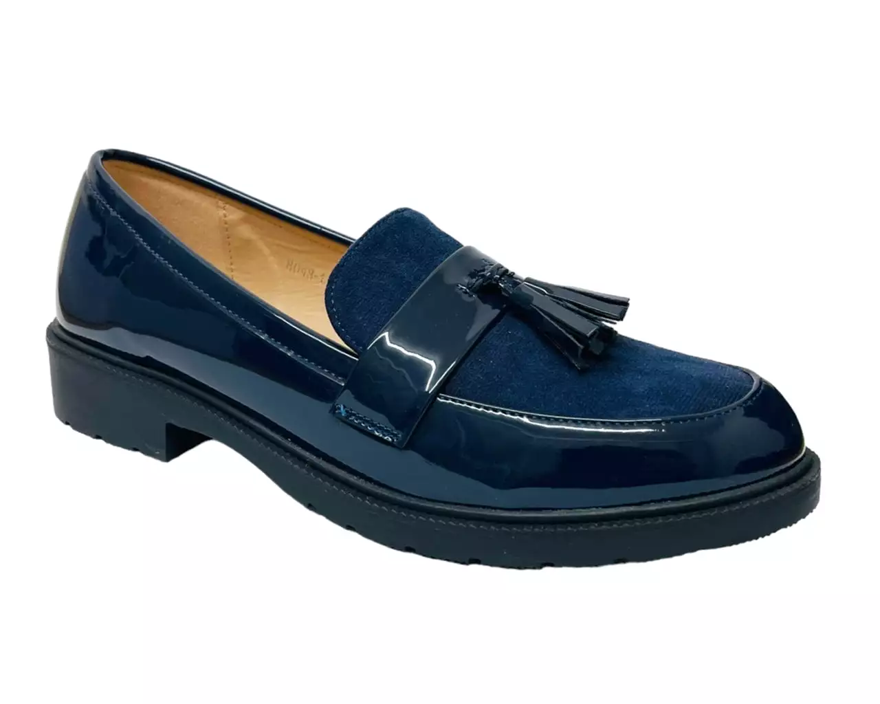 Women's Faux Patent Leather Tassel Slip On Shoes