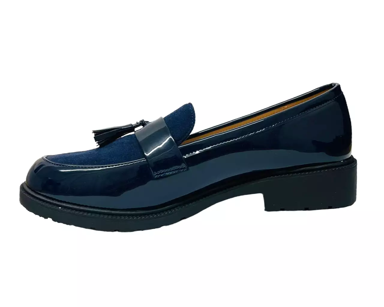 Women's Faux Patent Leather Tassel Slip On Shoes