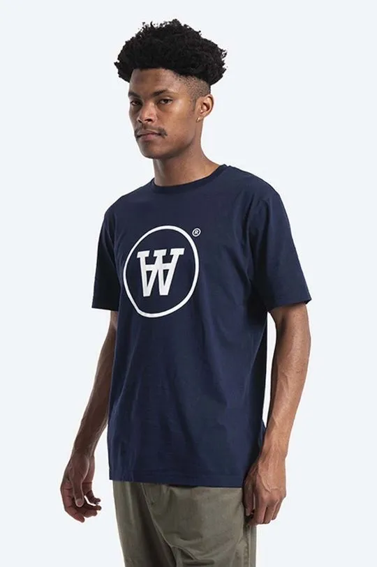 Wood Wood cotton t-shirt men’s navy blue color