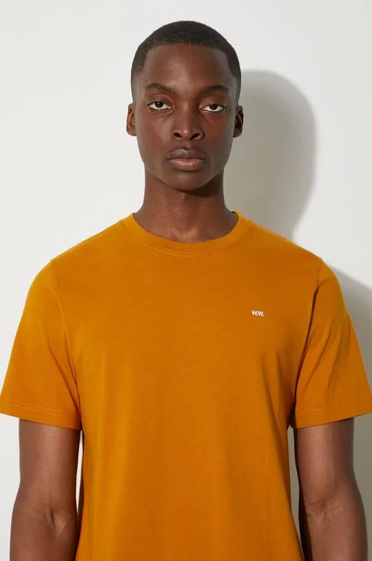 Wood Wood cotton T-shirt Sami Classic T-shirt orange color