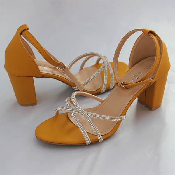 Yellow Block Heel Sandal for women