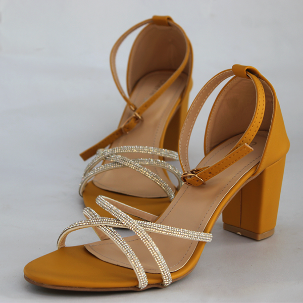 Yellow Block Heel Sandal for women