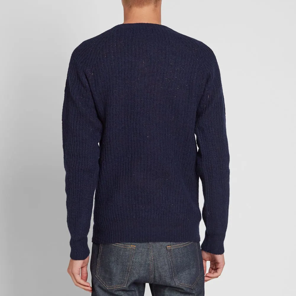 YMC Rib Crew KnitDark Navy