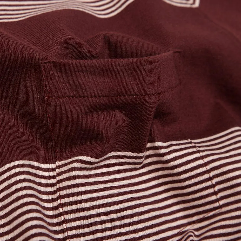 YMC Stripe Pocket TeeBurgundy