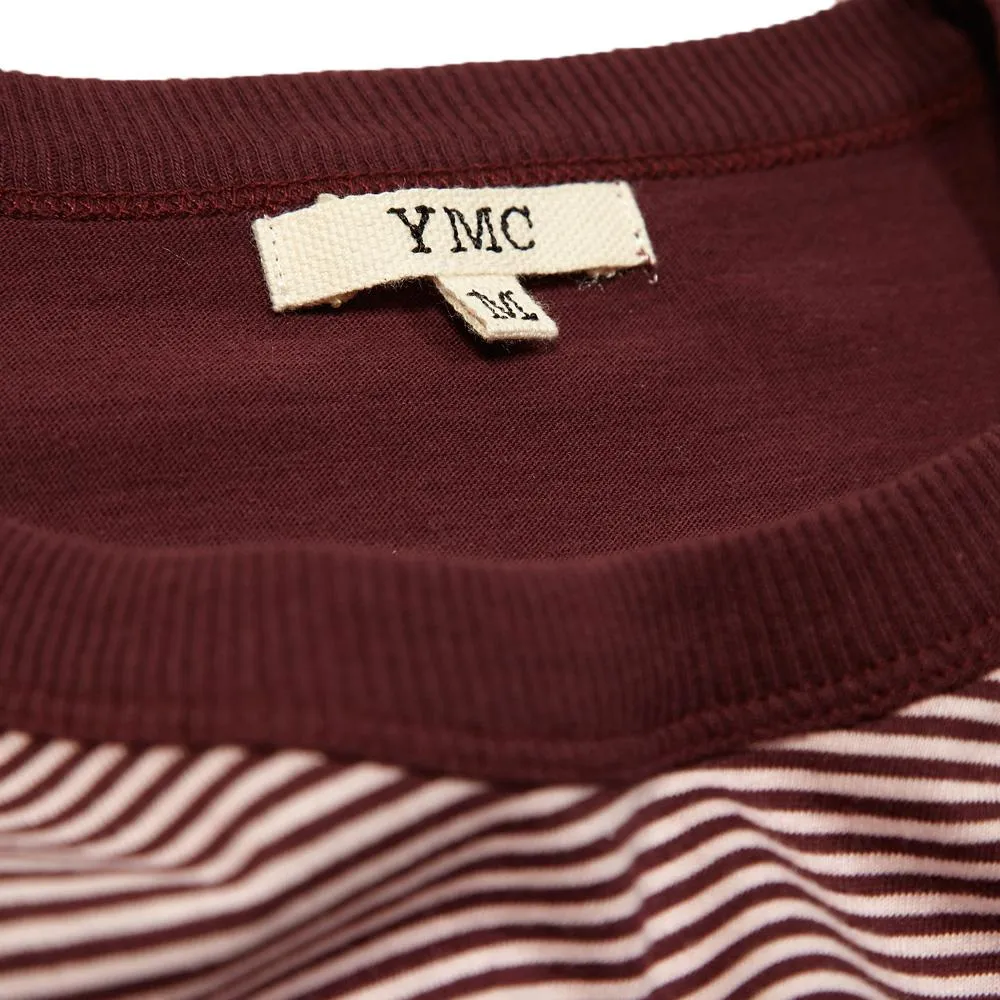 YMC Stripe Pocket TeeBurgundy